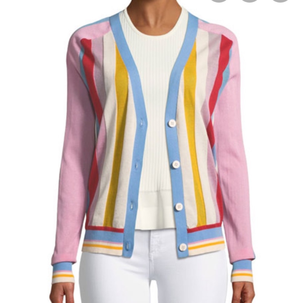 Diane von Furstenberg Colorblock Stripe Cardigan